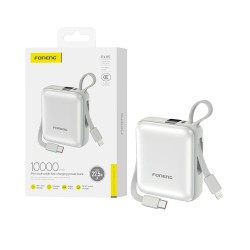 Power Bank Foneng PX115 com 2-em-1 Outputs Lightning+Type-C 10000mAh Dourado Claro